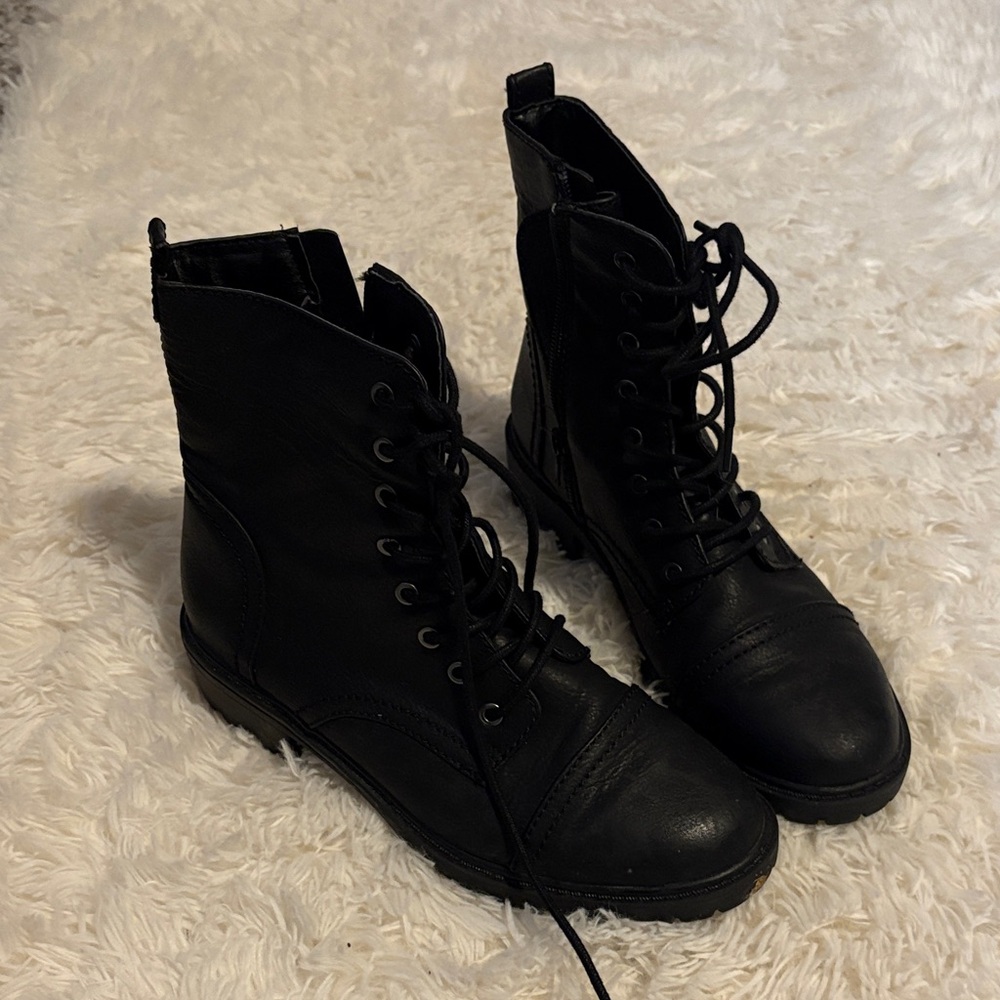 Black Lace-Up Combat Boots